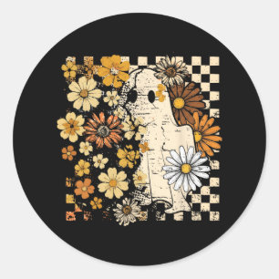Boho Floral Fall Ghost Erntedank Herbst Vibes H Runder Aufkleber