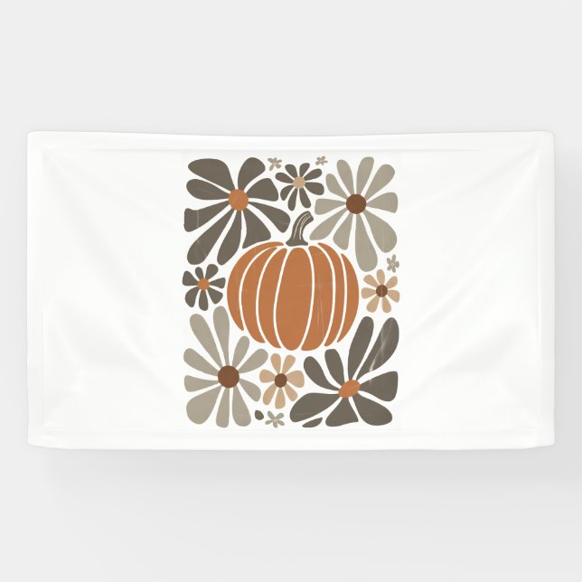 Boho Floral Fall Pumpkin-Saison Banner (Horizontal)