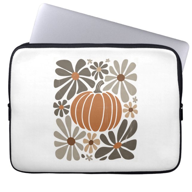 Boho Floral Fall Pumpkin-Saison Laptopschutzhülle (Vorderseite)