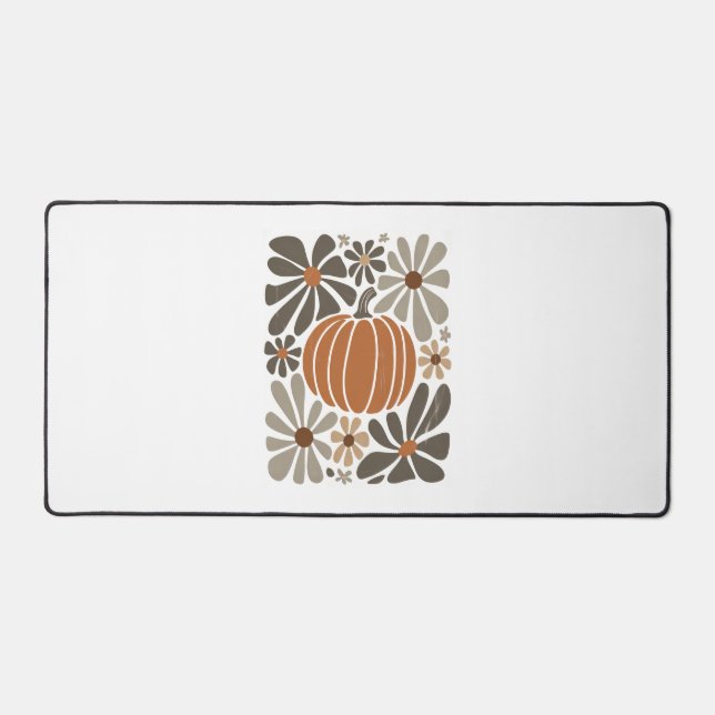 Boho Floral Fall Pumpkin-Saison Schreibtischunterlage (Vorderseite)