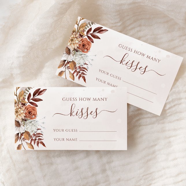 Boho Floral Fall Rate Wie viele Kisses Game Begleitkarte (Von Creator hochgeladen)