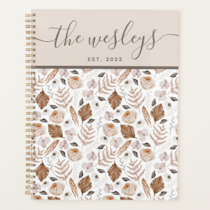 Boho Floral Familienname Planer