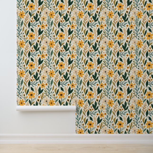Boho Floral Fantasy Tapete (Anwendung)