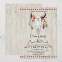 Boho Floral Feather Antlers Kuh Skull Wood Hochzei