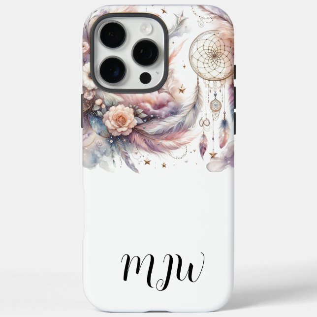 Boho Floral Feather iPhone / iPad Fall iPhone 16 Pro Max Hülle (Rückseite)