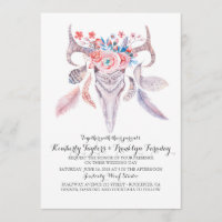 Boho Floral Feathers Deer Antlers Wedding