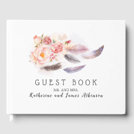 Boho Floral Feathers Gästebuch