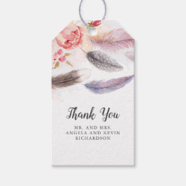 Boho Floral Feathers Geschenkanhänger