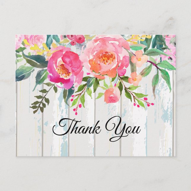 boho floral, fleur anniversaire Carte postale merc (Devant)