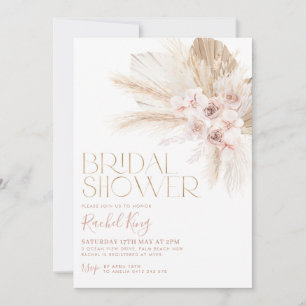 Boho Floral Fleurs séchées Invitation à la douche 