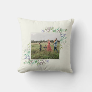 Boho Floral Foto Botanische Seite Grün Kissen
