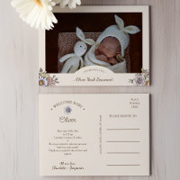 Boho Floral Foto Geburtsankündigung Postkarte