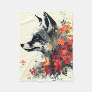 Boho Floral Fox Wildlife Nature Fleecedecke