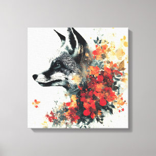 Boho Floral Fox Wildlife Nature Leinwanddruck