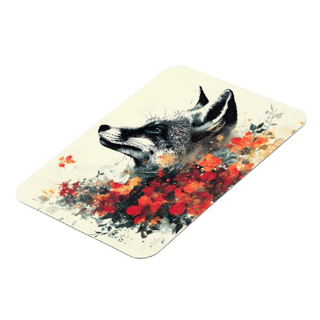 Boho Floral Fox Wildlife Nature Magnet (Linke Seite)