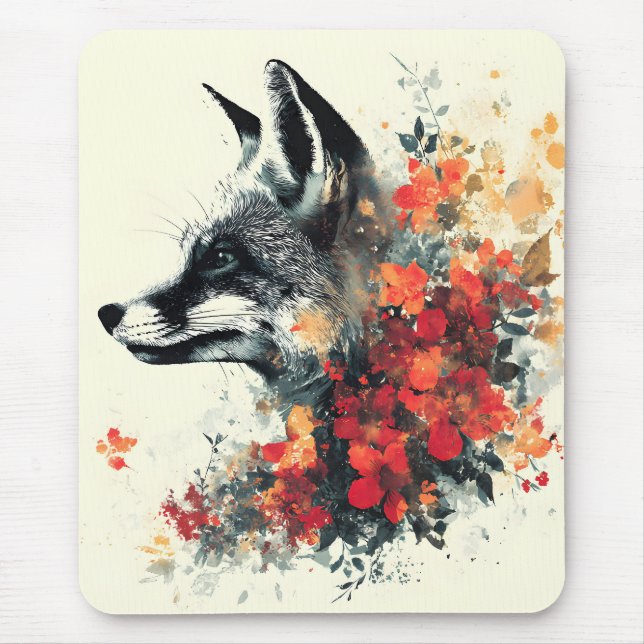 Boho Floral Fox Wildlife Nature Mousepad (Vorne)