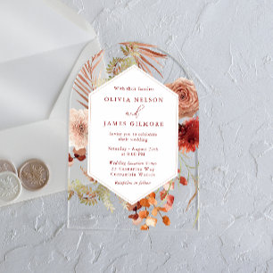 Boho Floral Frame Modern Wedding Acryleinladungen