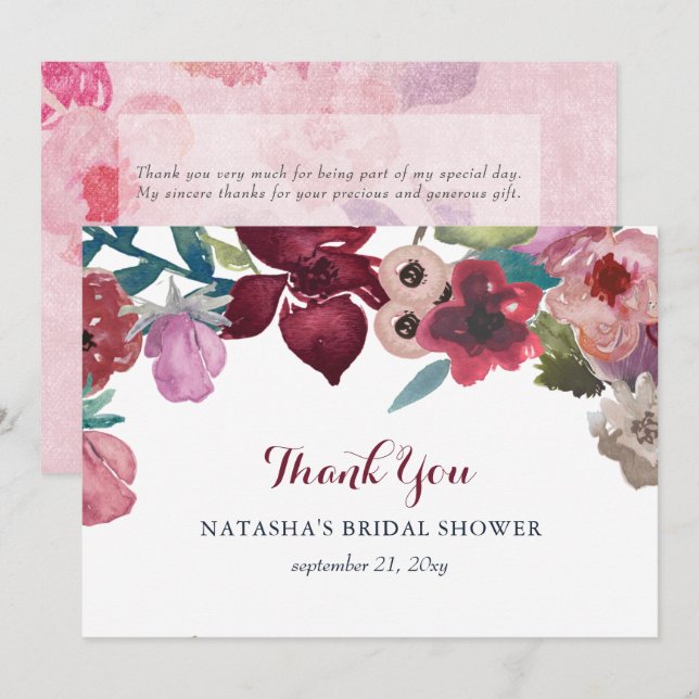 Boho Floral Garden Brautparty Dankeskarte (Vorne/Hinten)