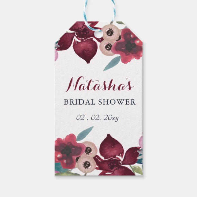 Boho Floral Garden Brautparty Geschenkanhänger (Vorderseite)