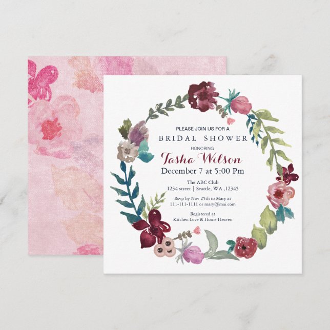 Boho Floral Garden Bridal Douche Invitations (Devant / Derrière)