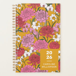 Boho Floral Garden Gelber Personalisierter Name Planer