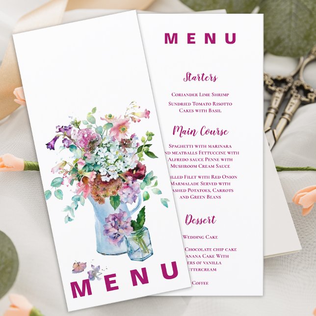 Boho Floral Garden Mariage Réception Dîner Menu (Boho Floral Garden Wedding Reception Dinner Menu)