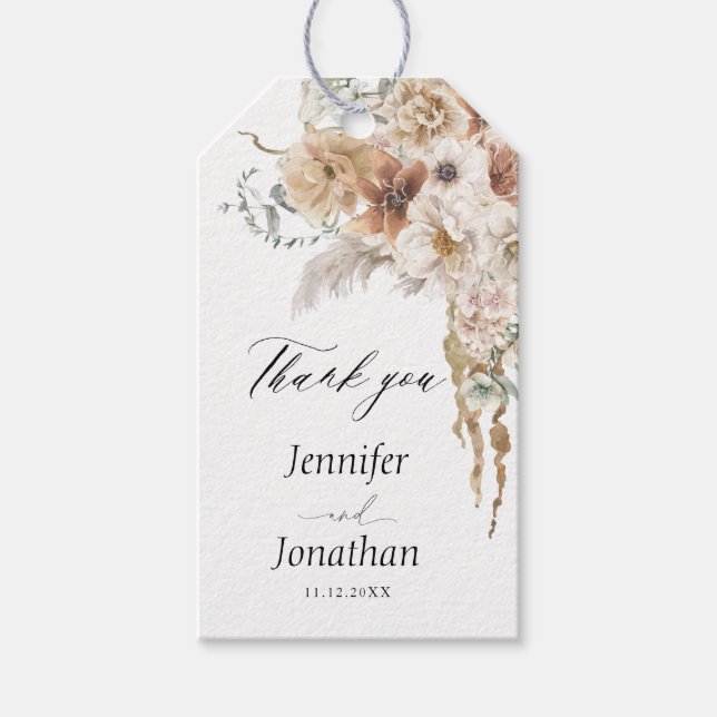 Boho Floral Gastgeschenk Hochzeit Geschenkanhänger (Vorderseite)
