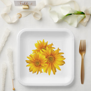 Boho Floral Gelbe Blumen Country Blumenzehen Pappteller