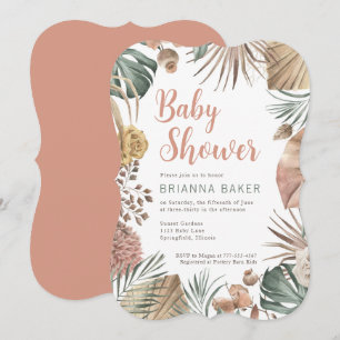 Boho Floral Genre Neutre Baby shower Invitation