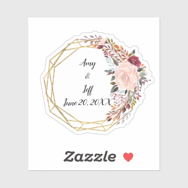 Boho Floral Geometric Wedding Date Aufkleber (Blatt)