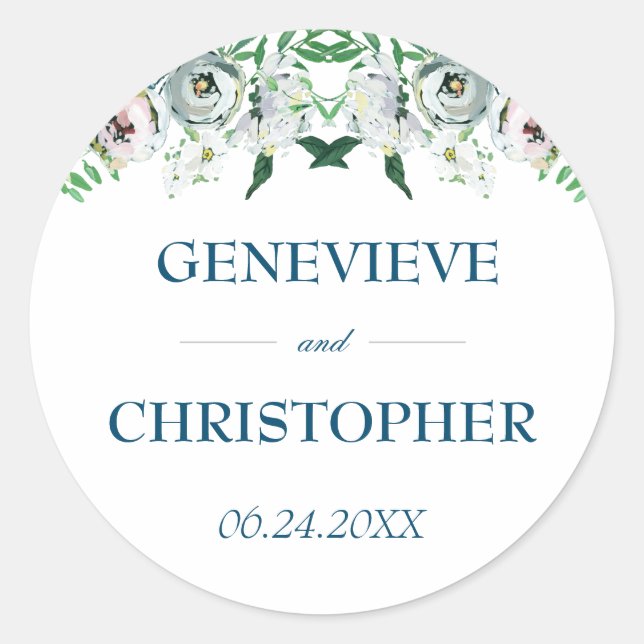 Boho Floral Geometric Wedding Runder Aufkleber (Vorderseite)