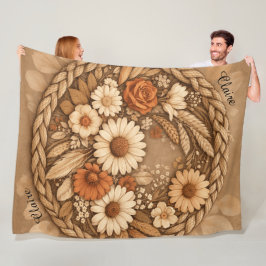 Boho-Floral gewebter Kreis individuell anpassierba Fleecedecke