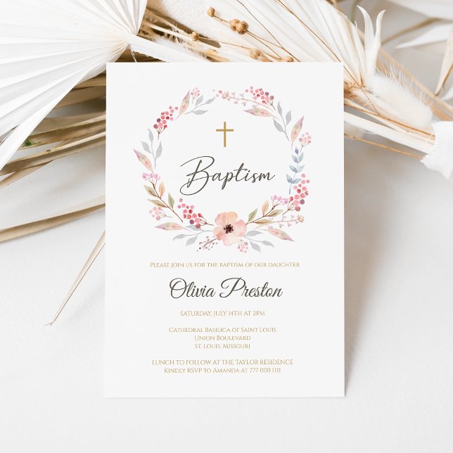 Boho Floral Girl Baptism Invitation (Créateur téléchargé)