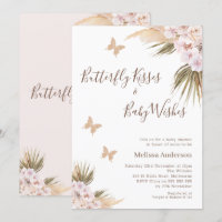 Boho Floral Glitzer Butterfly Kisses Baby Shower