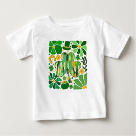 Boho Floral Glitzer St Patrick Day Kleeblatt Baby T-shirt