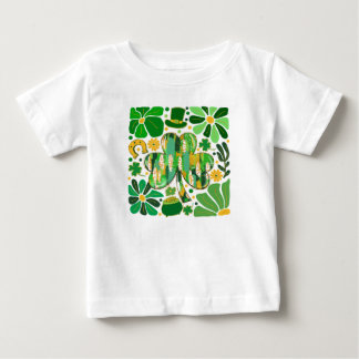Boho Floral Glitzer St Patrick Day Kleeblatt Baby T-shirt