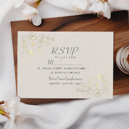 Boho Floral Gold Wedding RSVP Card
