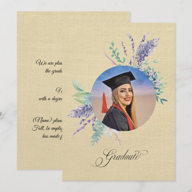 Boho Floral Graduation Announcement Karte (Vorne/Hinten)
