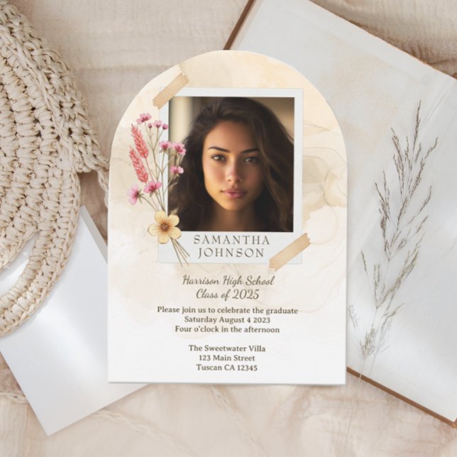 Boho Floral Graduation Party Einladung (Von Creator hochgeladen)