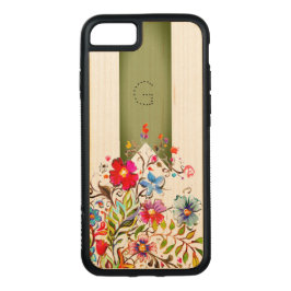 Boho Floral Green anpassbar Carved iPhone 8/7 Hülle