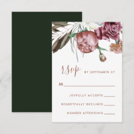 Boho Floral Green Moderne Skripthochzeit RSVP Karte