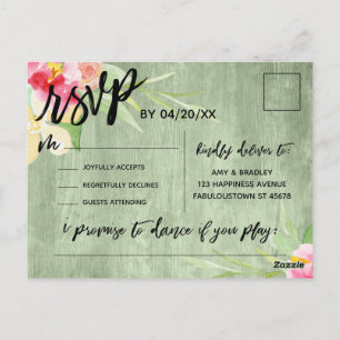 Boho Floral Green Rustic Wood Song Anfrage UAWG Postkarte