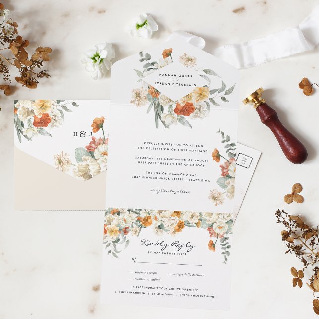 Boho Floral Greenery Botanische Hochzeit All In One Einladung (Von Creator hochgeladen)
