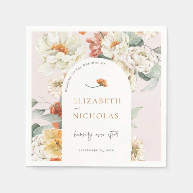 Boho Floral Greenery Botanische Hochzeit Serviette (Vorderseite)