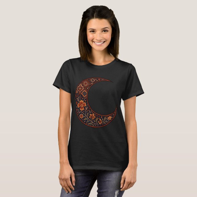 Boho-Floral-Halbmond T-Shirt (Vorne ganz)