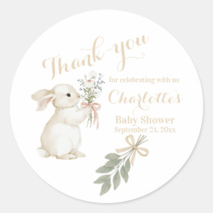 Boho-Floral-Hase-Beige-Aufkleber Runder Aufkleber