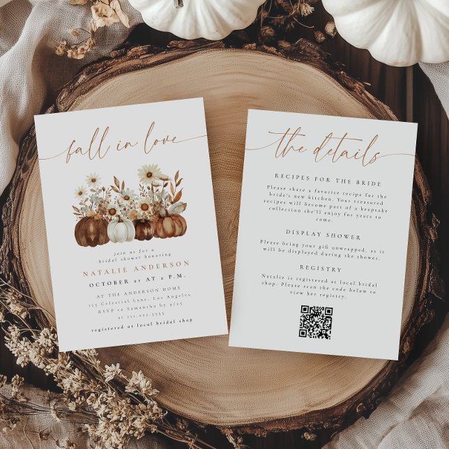 Boho-Floral-Herbst-QR-Code-All-in-One-Brautjungges Einladung (Von Creator hochgeladen)