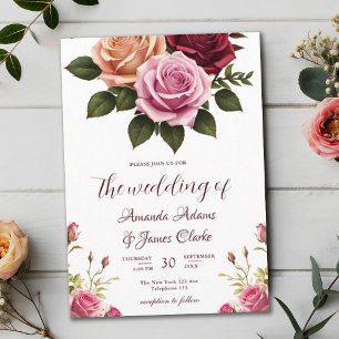 Boho Floral Herbst Wasserfarbenhochzeit Einladung