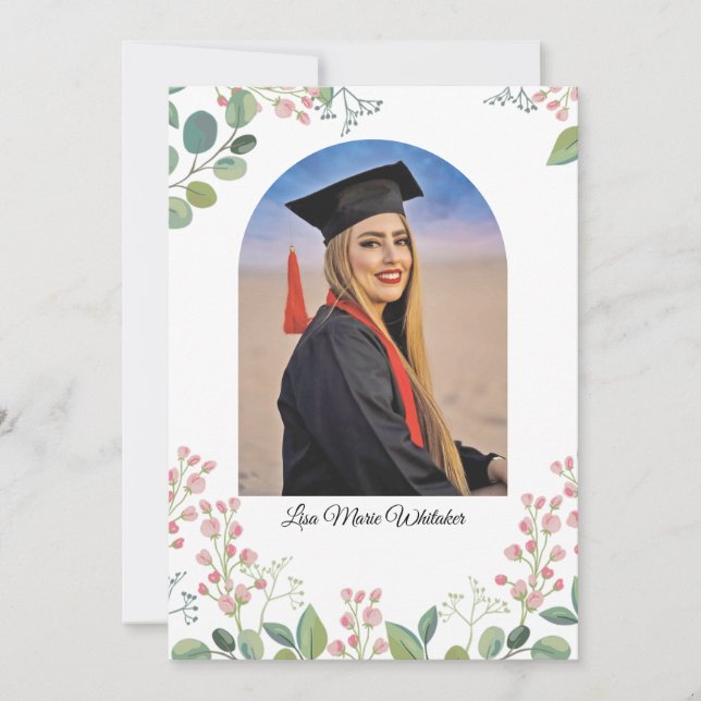 Boho Floral High School Graduation Announcement Ankündigung (Vorderseite)