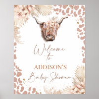 Boho Floral Highland Cow Baby Dusche Willkommen